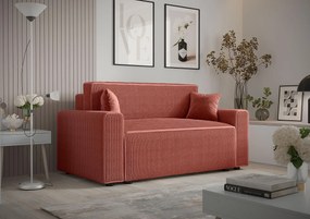 Łososiowa rozkładana sofa z pojemnikiem N0-S87