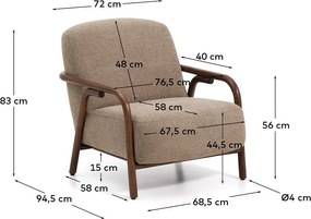 Szarobrązowy fotel z tkaniny szenilowej Sylo – Kave Home