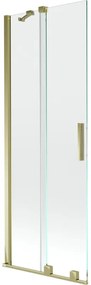 Mexen Velar parawan nawannowy 2-skrzydłowy rozsuwany 75 x 150 cm, transparent, złoty - 896-075-000-01-50