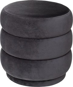 Okrągły szary puf bez schowka dla dorosłych z weluru