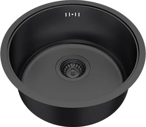 Essenox zlewozmywak 1 komora okrągła ze stali nierdzewnej 42.5cm Czarny - Essebagno