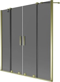Mexen Velar Duo parawan nawannowy 2-skrzydłowy rozsuwany 160 x 150 cm, grafit, złoty - 896-160-000-42-50