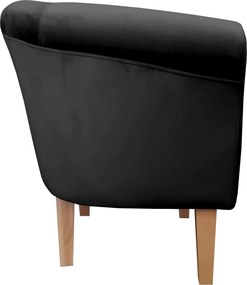 Fotel Milo tkanina Welur wygodny fotel tapicerowany do salonu i sypialni : Kolor nogi - Drewno, Kolor tkaniny - VELVET - MG19, Wysokość nogi - 20 cm