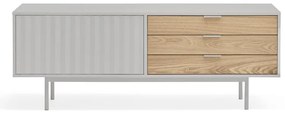 Szaro-naturalna szafka pod TV w dekorze dębu 140x52 cm Sierra – Teulat