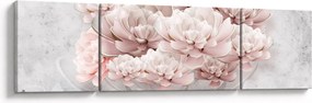 Obraz - Różowe kwiaty na ścianie (170x50 cm)