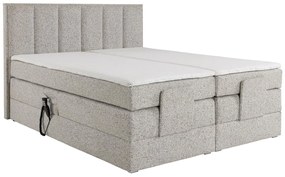Zestaw kontynentalny zagłówek + stelaże elektryczne relaksacyjne + materace + nakładki na materac - 2 x 80 x 200 cm - Tkanina - Beżowy - KALASI marki PALACIO