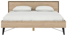 Łóżko dwuosobowe w dekorze dębu ze stelażem 180x200 cm w naturalnym kolorze Ry – Tvilum