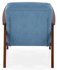 Fotel tapicerowany MILANO 1S niebieski/orzech HALMAR
