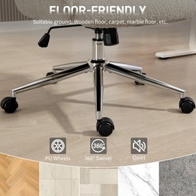HOMCOM Krzesło biurowe z regulowanym zagłówkiem, ergonomiczne krzesło do biurka, funkcja odchylenia, regulowana wysokość, szaro-białe