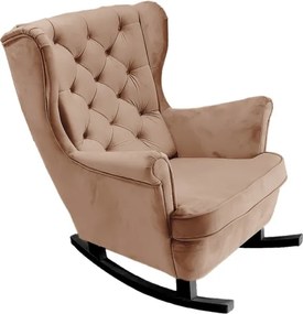 Fotel USZAK bujany tapicerowany z podłokietnikami, kolor Cappuccino tkanina MAGIC VELVET