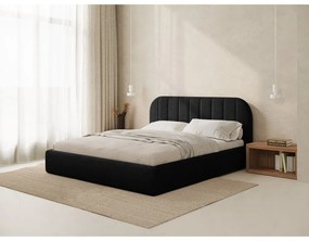 Czarne tapicerowane łóżko dwuosobowe ze schowkiem ze stelażem 180x200 cm Juno – Windsor &amp; Co Sofas