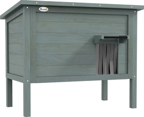 Domek zewnętrzny dla kota PawHut, odporny na warunki atmosferyczne, 1 okno, 1 drzwi, 85 x 50 x 68,5 cm, Ciemnoszary+Czarny