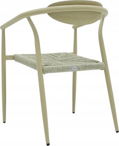 Krzesło Ogrodowe Beżowe 56x61x74,5 cm Plecione Naturalne Sznurki Nowoczesne