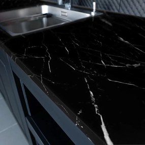 Naklejka na meble 200x60 cm Black and White Marble – Ambiance