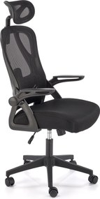 Fotel biurowy z oparciem i zagłówkiem z siatki Negro Halmar