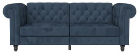 Ciemnoniebieska aksamitna rozkładana sofa 236 cm Felix – Støraa