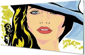 Szklany Panel Portret Kobiety w Kapeluszu