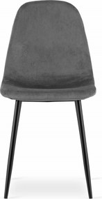 PROMOCJA Ciemnoszare krzesło aksamitne COMO z czarnymi nogami II. jakość