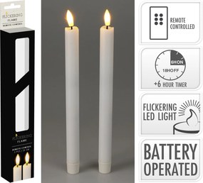 Woskowane świece stołowe z LED, 25 cm