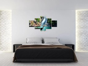 Obraz długiej łodzi na plaży (125x70 cm)