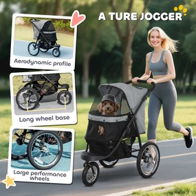 PawHut Wózek dla Małych Psów i Kotów, z Koszem, Systemem Jednoklikowym, Szary