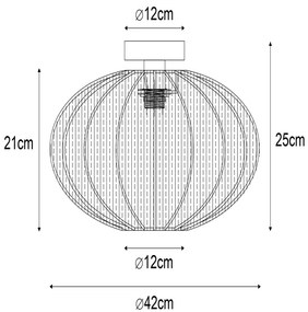 Japońska lampa sufitowa Bida w kolorze zielonym z abażurem z tkaninyDesignerski Oswietlenie wewnetrzne