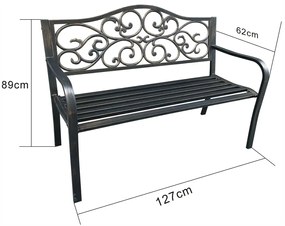 Brązowa ławka z oparciem i podłokietnikami D8-L25