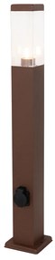 Zewnetrzna Lampa zewnętrzna rdzawo-brązowa 80 cm z gniazdkiem IP44 - MaliosDesignerski Oswietlenie zewnetrzne