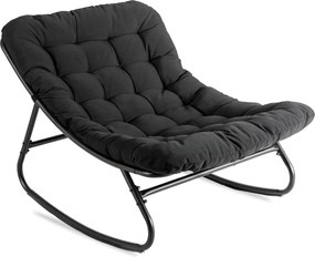 Bujany fotel na taras Aurora - bujak ogrodowy z pikowaną poduchą, czarny