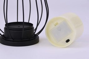 Świecznik metalowy, świeca LED, ciepła biała, czarny / biały