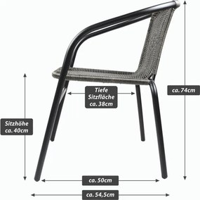Krzesło ogrodowe bistro, sztaplowane, ciemnoszare