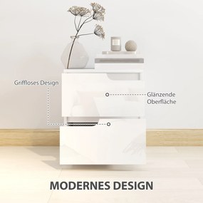 HOMCOM szafka nocna, stolik boczny ze szufladami, płyta wiórowa, stylowy, biały