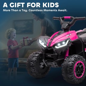 HOMCOM Elektryczny Quad dla Dzieci, 3-6 km/h, Światła/Muzyka, dla 3-5 Latków, do 25kg, Różowy/Czarny