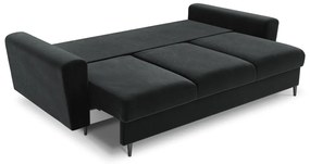 Ciemnoszara aksamitna rozkładana/ze schowkiem sofa 235 cm Kyoto – Cosmopolitan Design