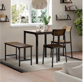 Zestaw do jadalni czarny/dąb rustykalny 70x70x75 fyrk