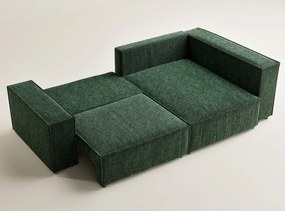 Ciemnozielony rozkładany/ze schowkiem narożnik z tkaniny szenilowej (prawostronny/w kształcie litery L) Tonga – Maison de Rêve