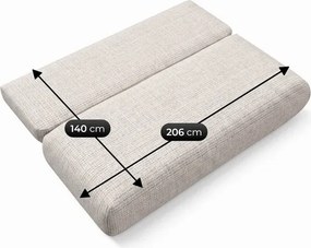 Sofa BASE Rozkładana Dwuosobowa Beżowa Szenil Japandi