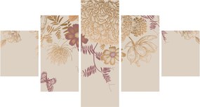 Obraz - Vintage kwiaty i motyle (125x70 cm)