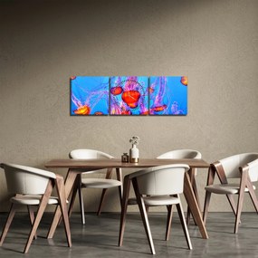 Obraz meduz w morzu (z zegarem) (90x30 cm)