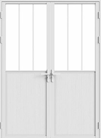 Dwuskrzydłowe drzwi wahadłowe z aluminium i szkła hartowanego w stylu industrialnym - 2 x wys. 204 x szer. 83 cm - Białe - ERMELO