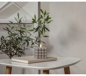 Szara woskowa świeca LED Star Trading Flamme Dot, wys. 9,5 cm