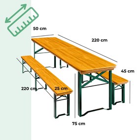 Jurhan Składany zestaw piwny MAXI, 220cm, naturalny brąz