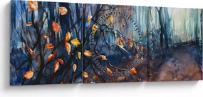 Obraz - Promienie jesiennego słońca (z zegarem) (90x30 cm)