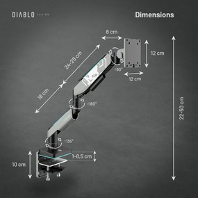 Uchwyt na monitor 49 cali, szaro-czarny LED RGB X-ARM