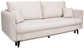 Beżowa sztruksowa kanapa rozkładana z pojemnikiem P5-H93