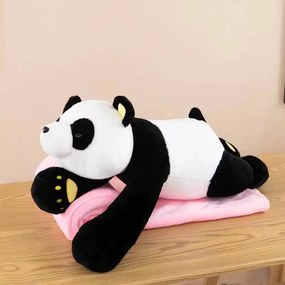 Pluszowa PANDA z dziecięcym kocykiem w środku, czarno-biała