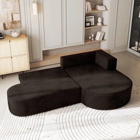 Masseno Narożnik CORTIO z funkcją spania i pojemnikiem na pościel Narozniki L, Rozkładana sofa - Brązowy, MONOLITH 29
