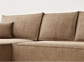 Jasnobrązowy rozkładany/ze schowkiem narożnik z tkaniny szenilowej (lewostronny/z szezlongiem) Maze – Maison de Rêve