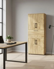 Klasyczny regał biurowy z drzwiczkami i barkiem wenge D5-T95