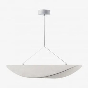 Lampa Sufitowa Wisząca Led Z Tkaniny Zelvon Biała & ↔︎ 80 Cm - Sklum